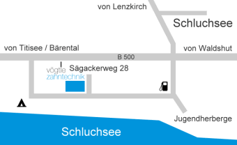 Anfahrt zu Vögtle Zahntechnik in Schluchsee im Schwarzwald